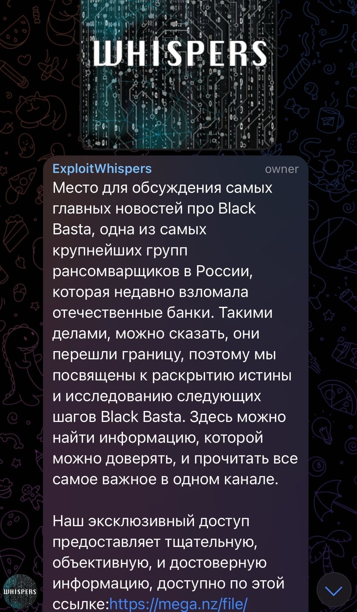 Figure 2: Service provider account on Telegram