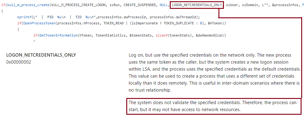 Figure 25. Mimikatz code for PTH attack