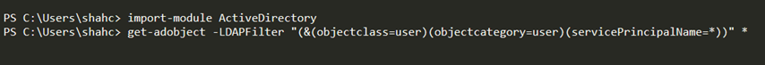 Figure 9. PowerShell command to generate LDAP query